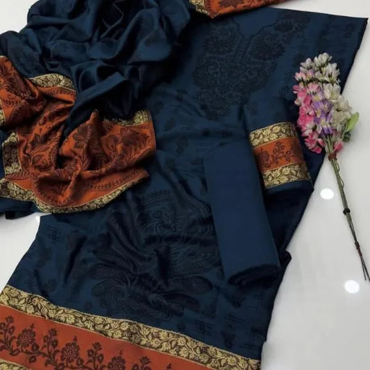 3 Pcs Women's Unstitched Embroidered Suit